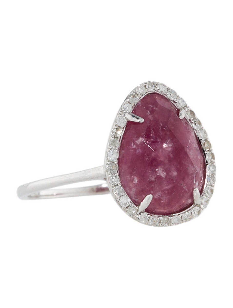 0--14k White Gold 2.68ctw Lepidolite and Diamond Ring, 14k White Gold 2.68ctw Lepidolite and Diamond Ring