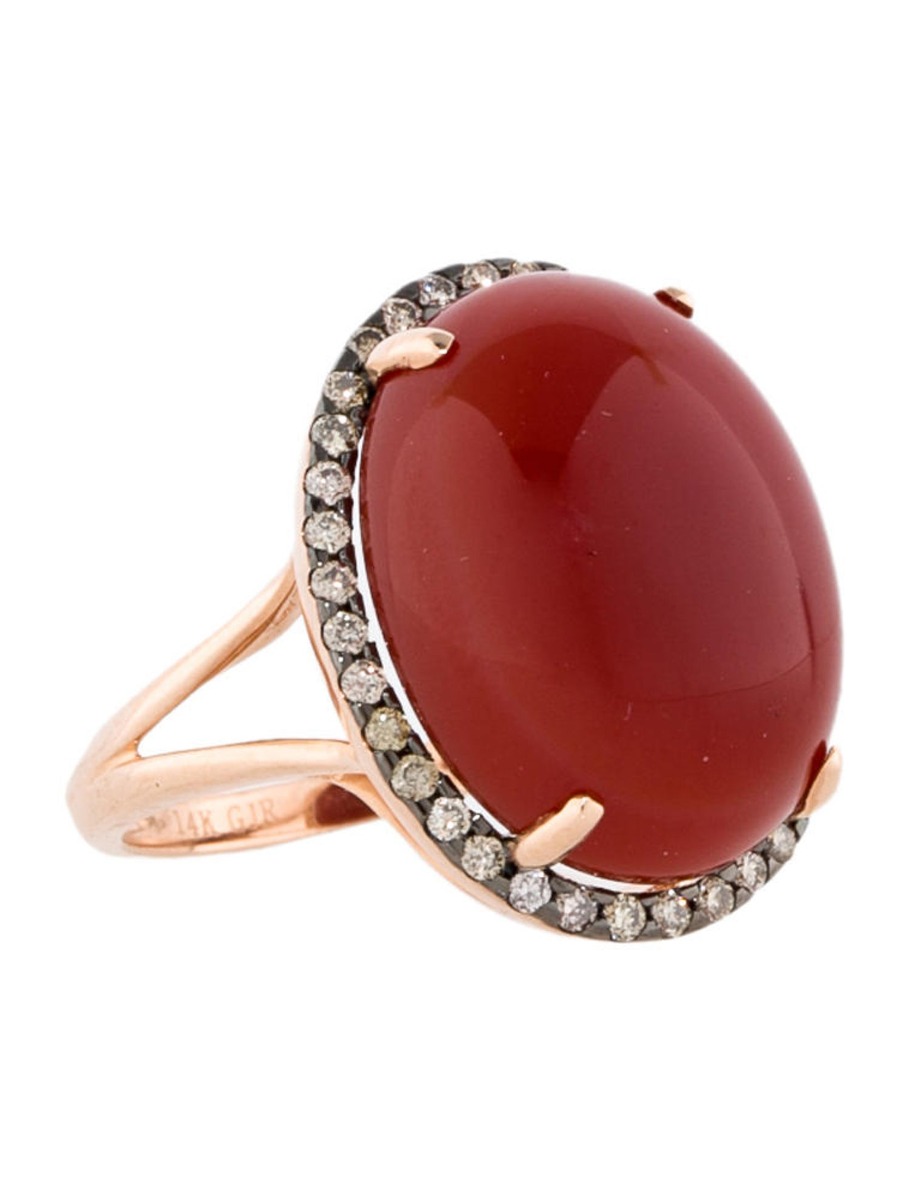 0--14k Rose Gold 14.12ctw Agate and Diamond Ring, 14k Rose Gold 14.12ctw Agate and Diamond Ring