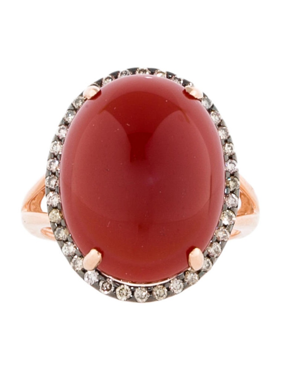 1--14k Rose Gold 14.12ctw Agate and Diamond Ring, 14k Rose Gold 14.12ctw Agate and Diamond Ring