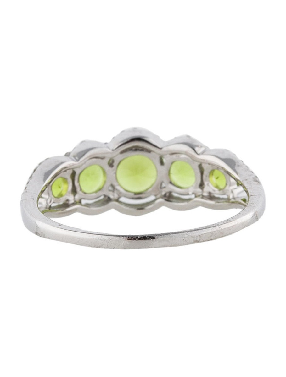 14k White Gold Peridot and Diamond Ring