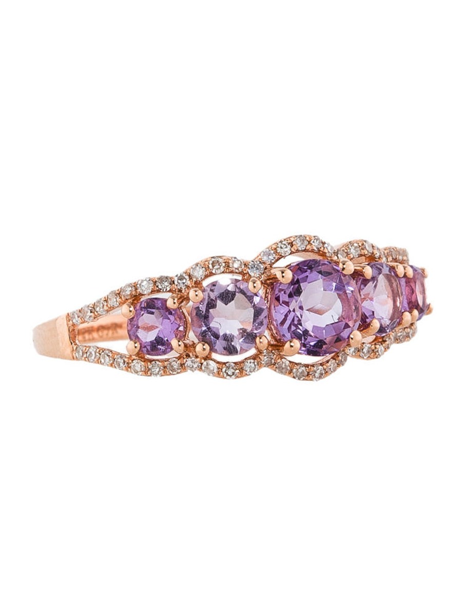 0--14k Rose Gold 1.13ctw Amethyst and Diamond Ring, 14k Rose Gold 1.13ctw Amethyst and Diamond Ring