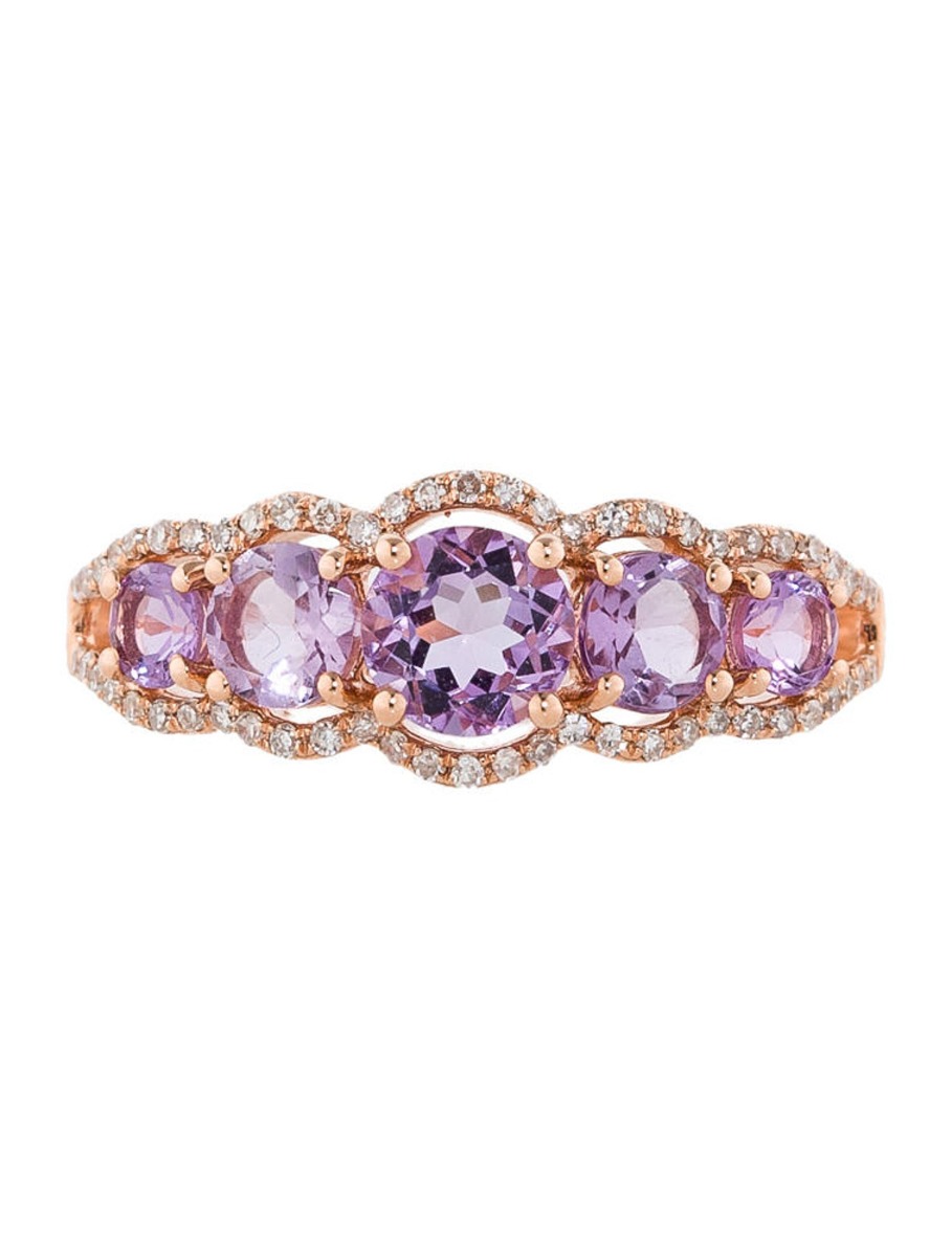 1--14k Rose Gold 1.13ctw Amethyst and Diamond Ring, 14k Rose Gold 1.13ctw Amethyst and Diamond Ring