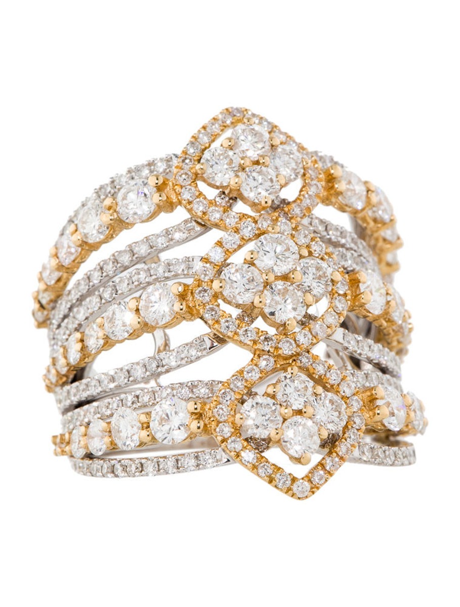 0--14K Two Tone Gold 3.66ctw Two-Tone Diamond Ring, 14K Two Tone Gold 3.66ctw Two-Tone Diamond Ring