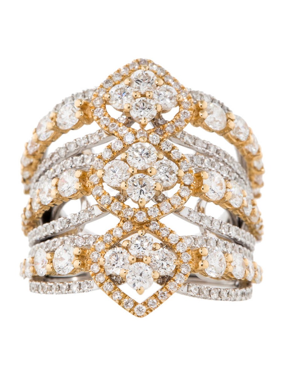 1--14K Two Tone Gold 3.66ctw Two-Tone Diamond Ring, 14K Two Tone Gold 3.66ctw Two-Tone Diamond Ring