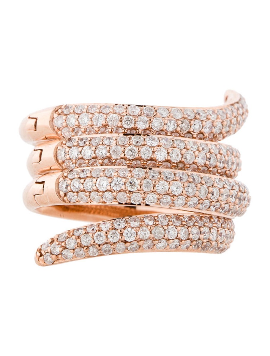 0--14k Rose Gold 2.15ctw Coiled Diamond Ring, 14k Rose Gold 2.15ctw Coiled Diamond Ring