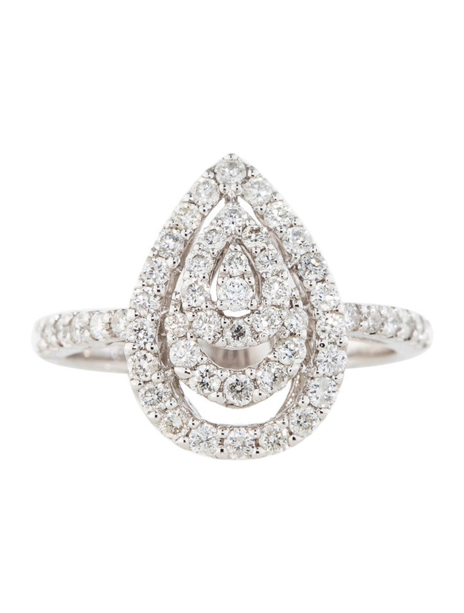 1--18k White Gold Pear Shaped Diamond Ring, 18k White Gold Pear Shaped Diamond Ring