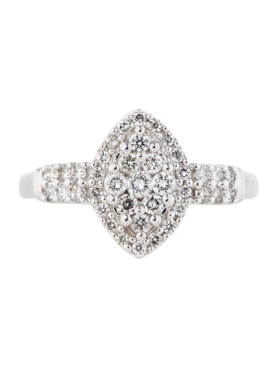 1--18k White Gold Marquise Diamond Ring, 18k White Gold Marquise Diamond Ring