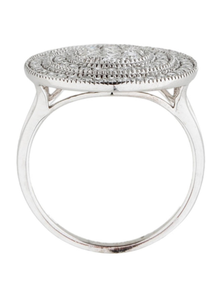 14k White Gold Multi-Row Circle Diamond Ring