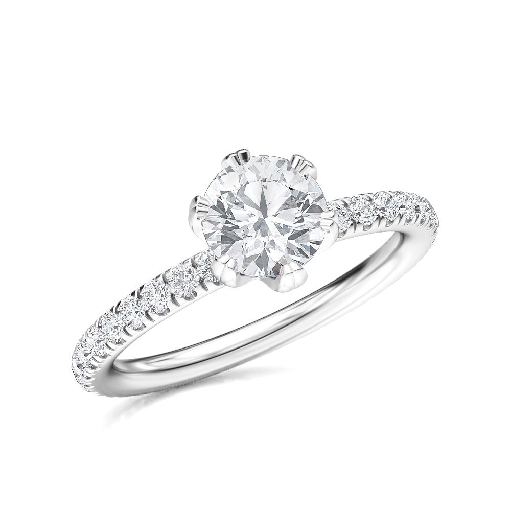 0--1.5 Ctw Six Prong Lab Grown Diamond Ring In 14K White Gold, 1.5 Ctw Six Prong Lab Grown Diamond Ring In 14K White Gold