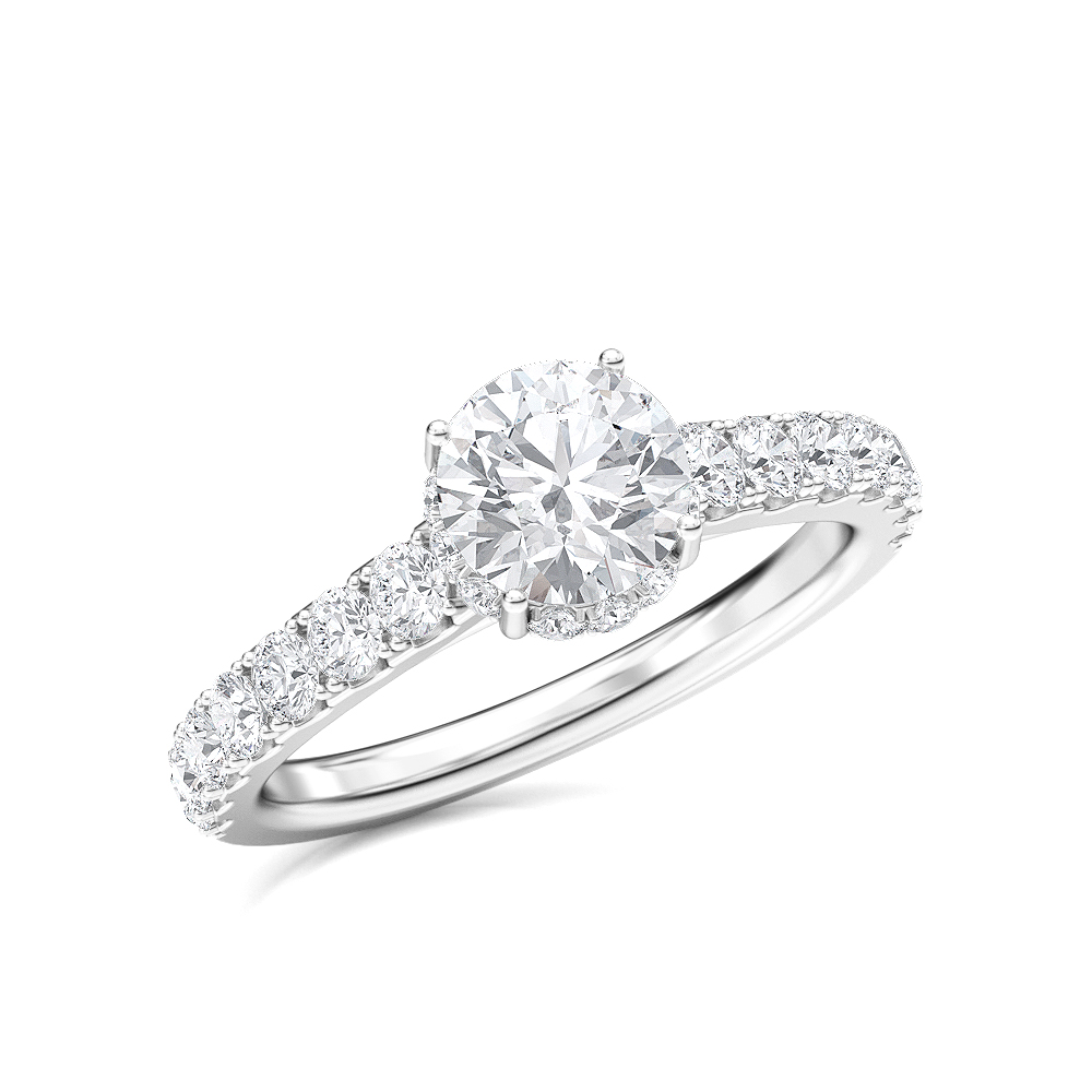 0--1.5 Ctw Hidden Halo Lab Grown Diamond Ring In 14K White Gold, 1.5 Ctw Hidden Halo Lab Grown Diamond Ring In 14K White Gold