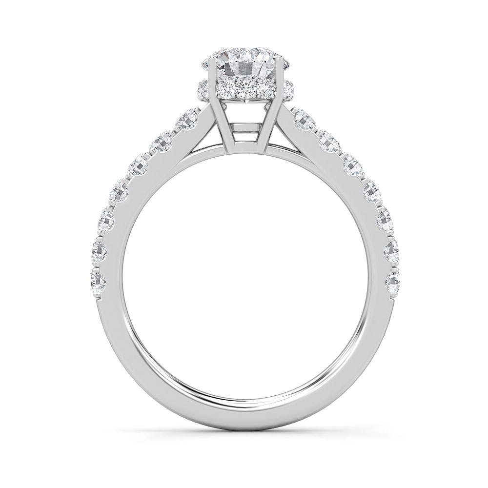 1--1.5 Ctw Hidden Halo Lab Grown Diamond Ring In 14K White Gold, 1.5 Ctw Hidden Halo Lab Grown Diamond Ring In 14K White Gold