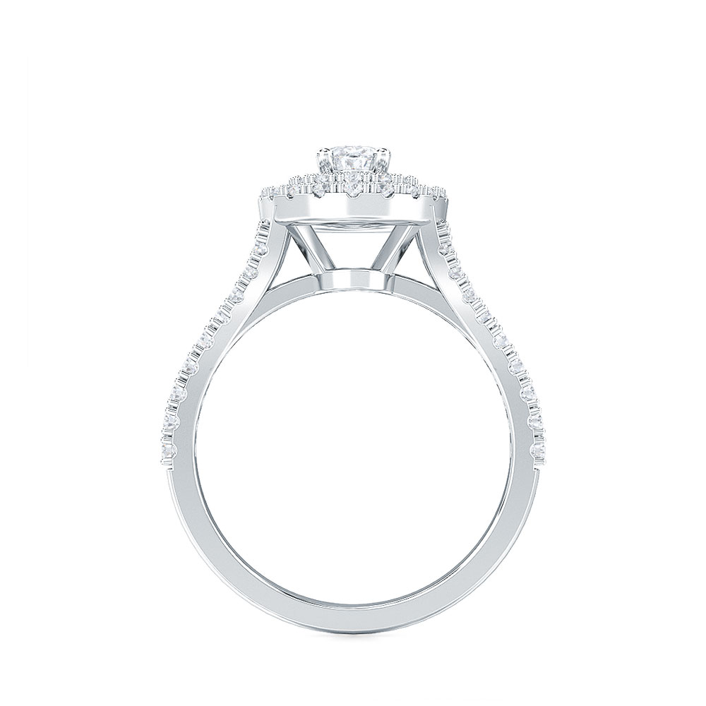 1--1.25 Ctw Oval Double Halo Bridal Ring In 14K White Gold, 1.25 Ctw Oval Double Halo Bridal Ring In 14K White Gold