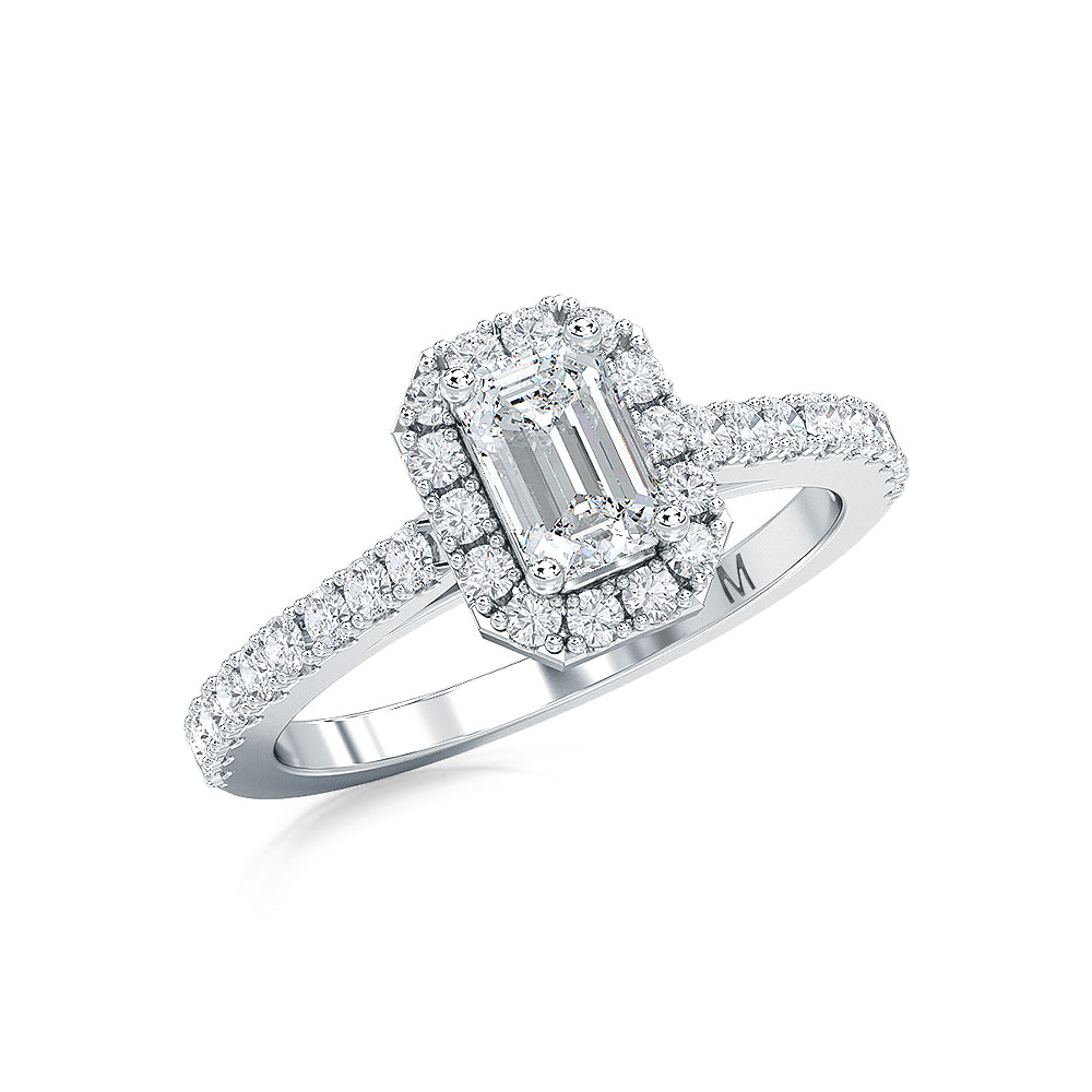 0--1 Ctw Halo Bridal Ring In 14K White Gold, 1 Ctw Halo Bridal Ring In 14K White Gold