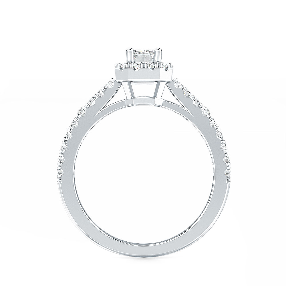 1--1 Ctw Halo Bridal Ring In 14K White Gold, 1 Ctw Halo Bridal Ring In 14K White Gold