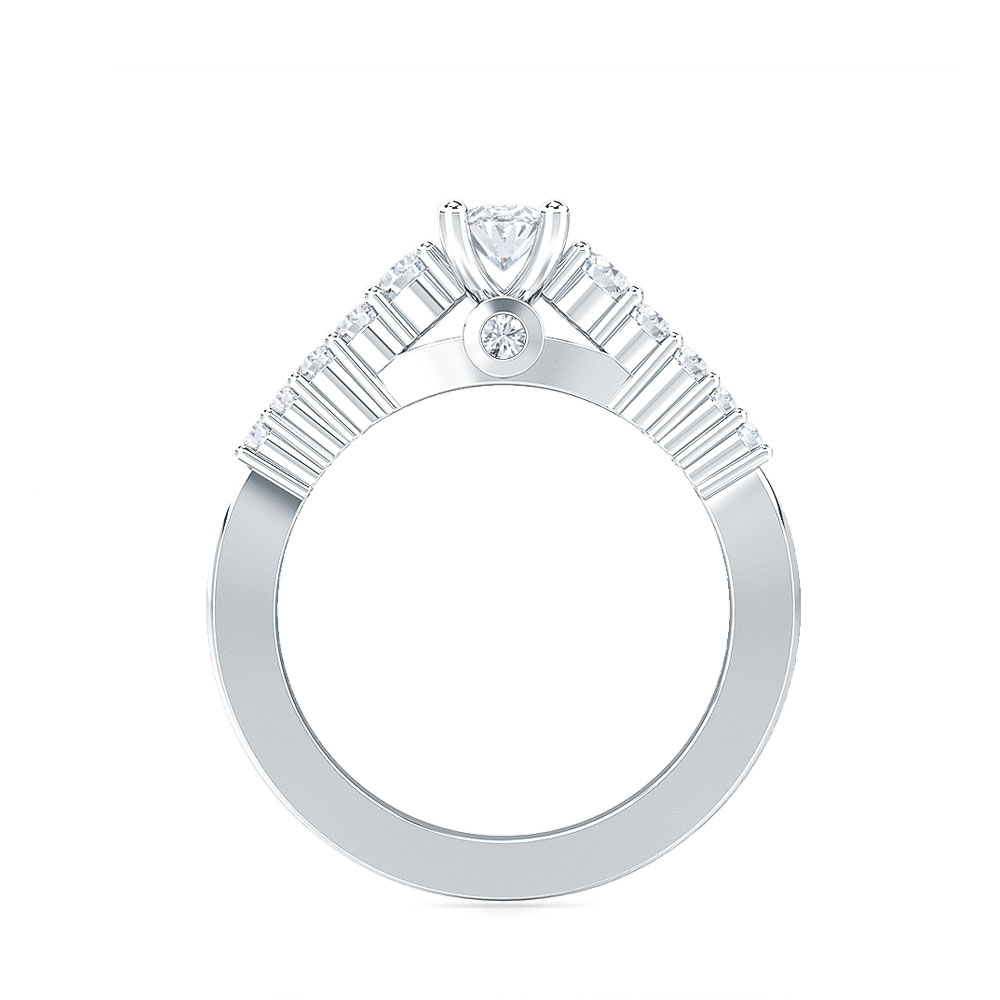 1--1 Ctw Oval Solitaire With Lab Grown Diamond On Shank In 14K White Gold, 1 Ctw Oval Solitaire With Lab Grown Diamond On Shank In 14K White Gold