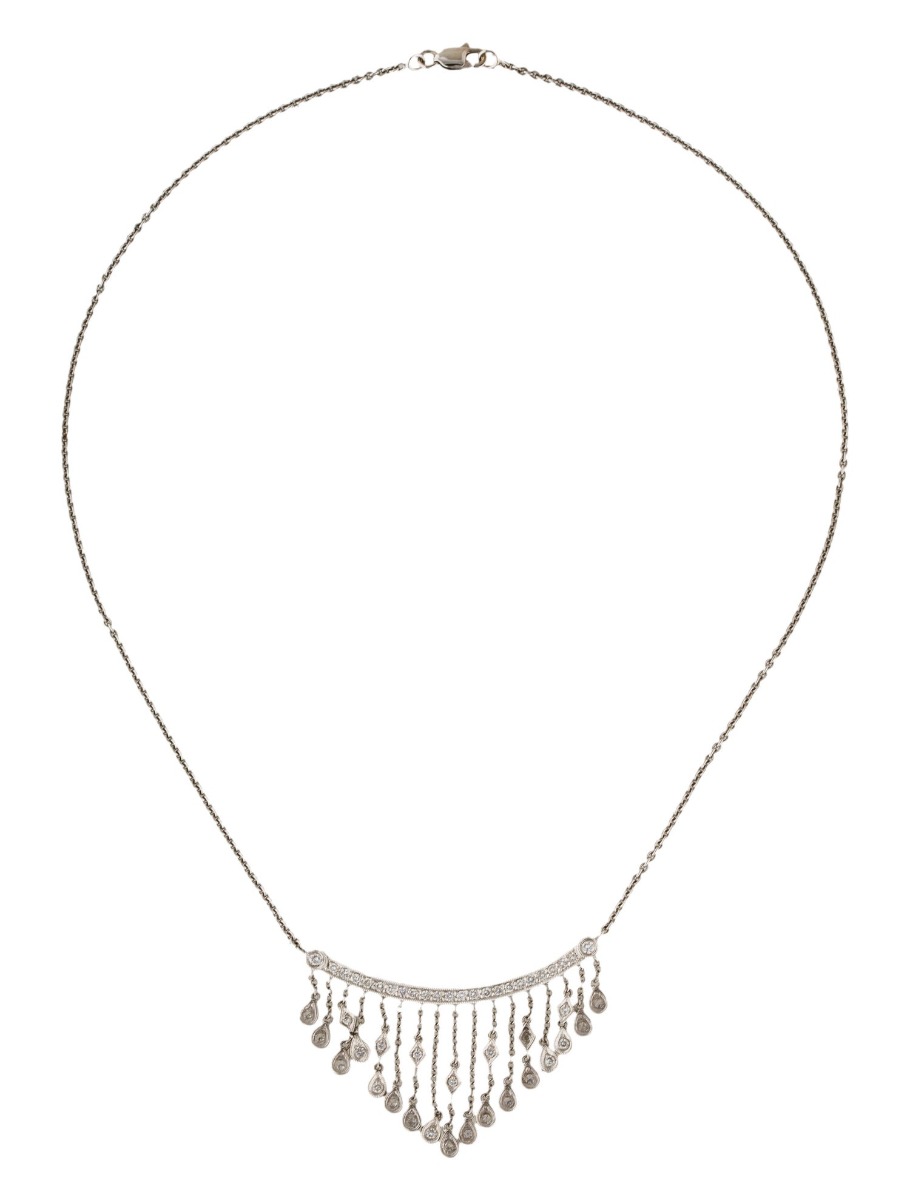 18K White Gold Diamond Fringe Collar Necklace