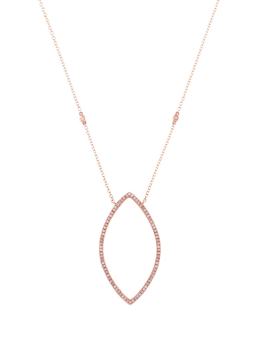 0--14K Rose Gold Diamond Pendant Necklace, 14K Rose Gold Diamond Pendant Necklace