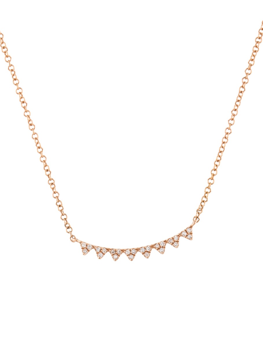 0--14K Rose Gold Diamond Mini Spike Necklace, 14K Rose Gold Diamond Mini Spike Necklace