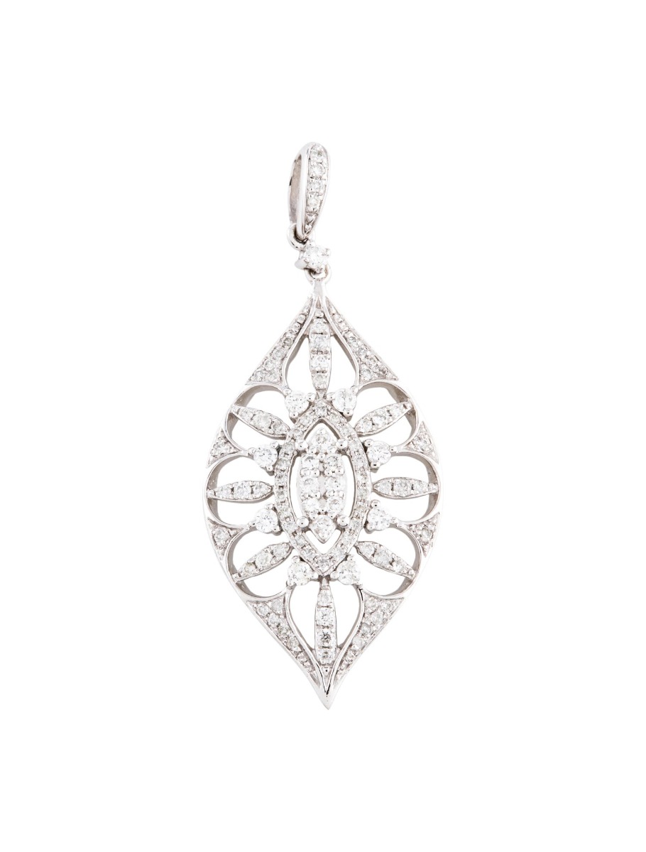 0--14K White Gold Diamond Pendant, 14K White Gold Diamond Pendant