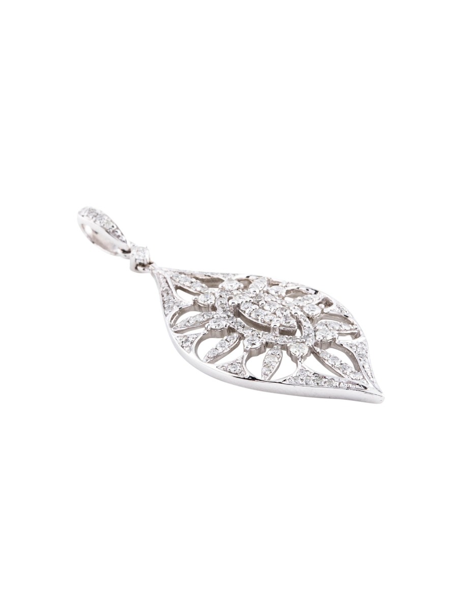 1--14K White Gold Diamond Pendant, 14K White Gold Diamond Pendant