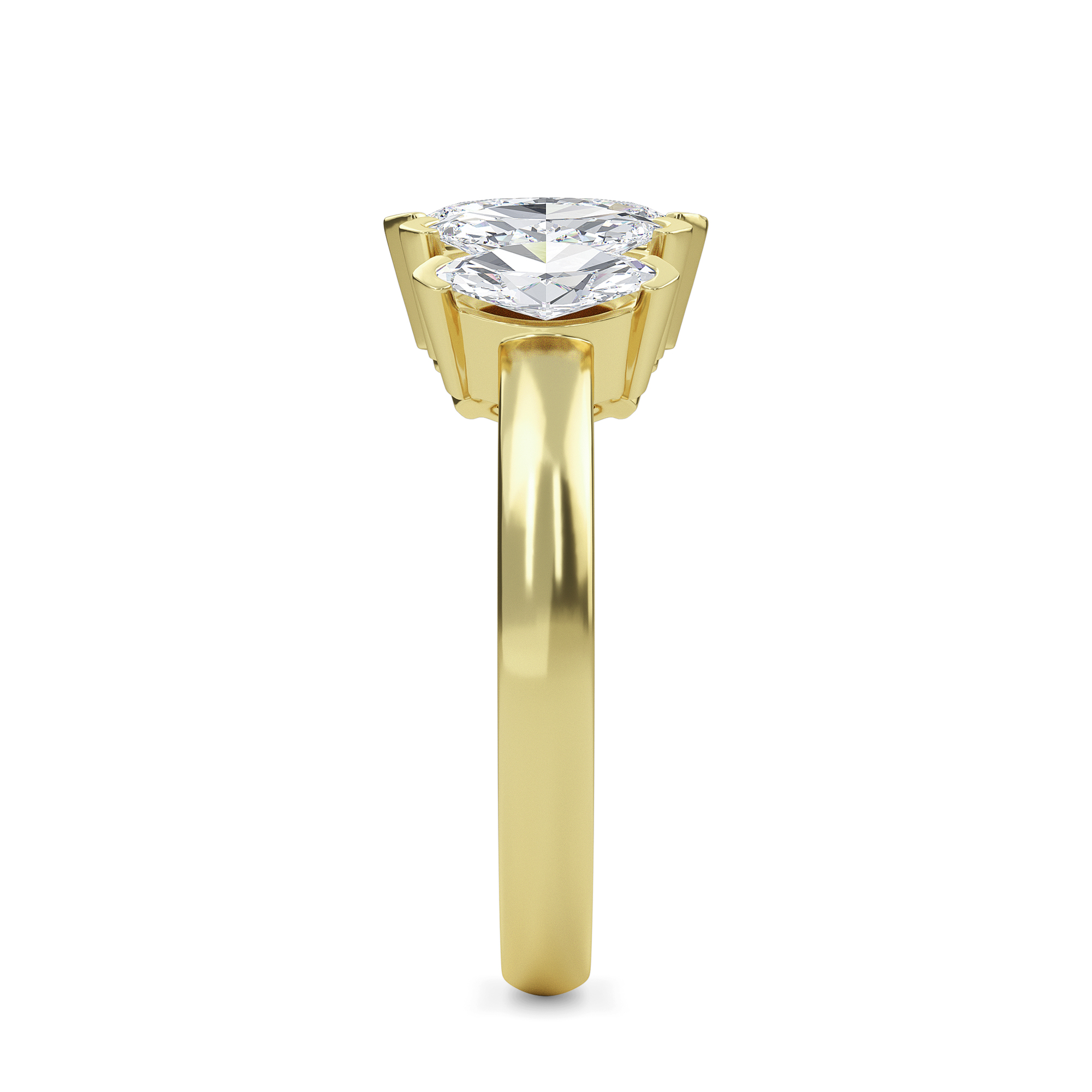 1 5/8 Ct Lab Grown Marquise 5 Diamond Engagement Ring In 14K Yellow Gold