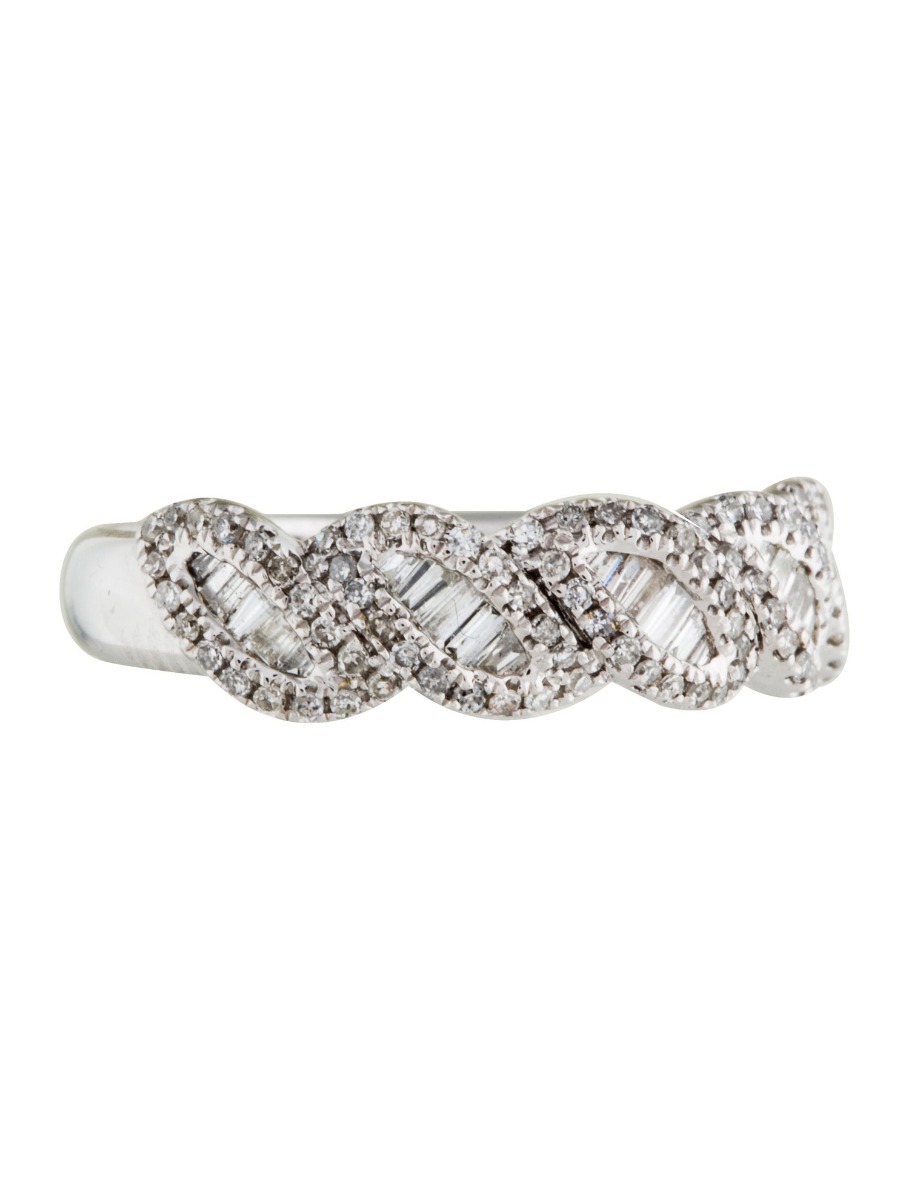 0--14k White Gold Braided Diamond Ring, 14k White Gold Braided Diamond Ring