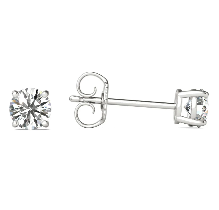 0-- 1/2 Ct tw Solitaire Natural Diamond Stud Earrings in 14K Hypoallergenic White Gold,  1/2 Ct tw Solitaire Natural Diamond Stud Earrings in 14K Hypoallergenic White Gold