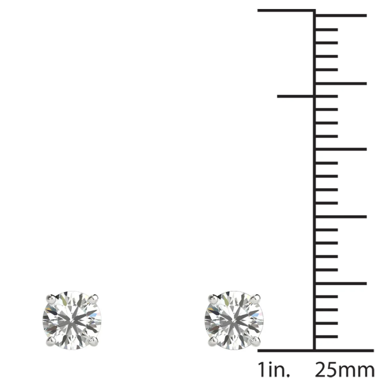 1-- 1/2 Ct tw Solitaire Natural Diamond Stud Earrings in 14K Hypoallergenic White Gold,  1/2 Ct tw Solitaire Natural Diamond Stud Earrings in 14K Hypoallergenic White Gold