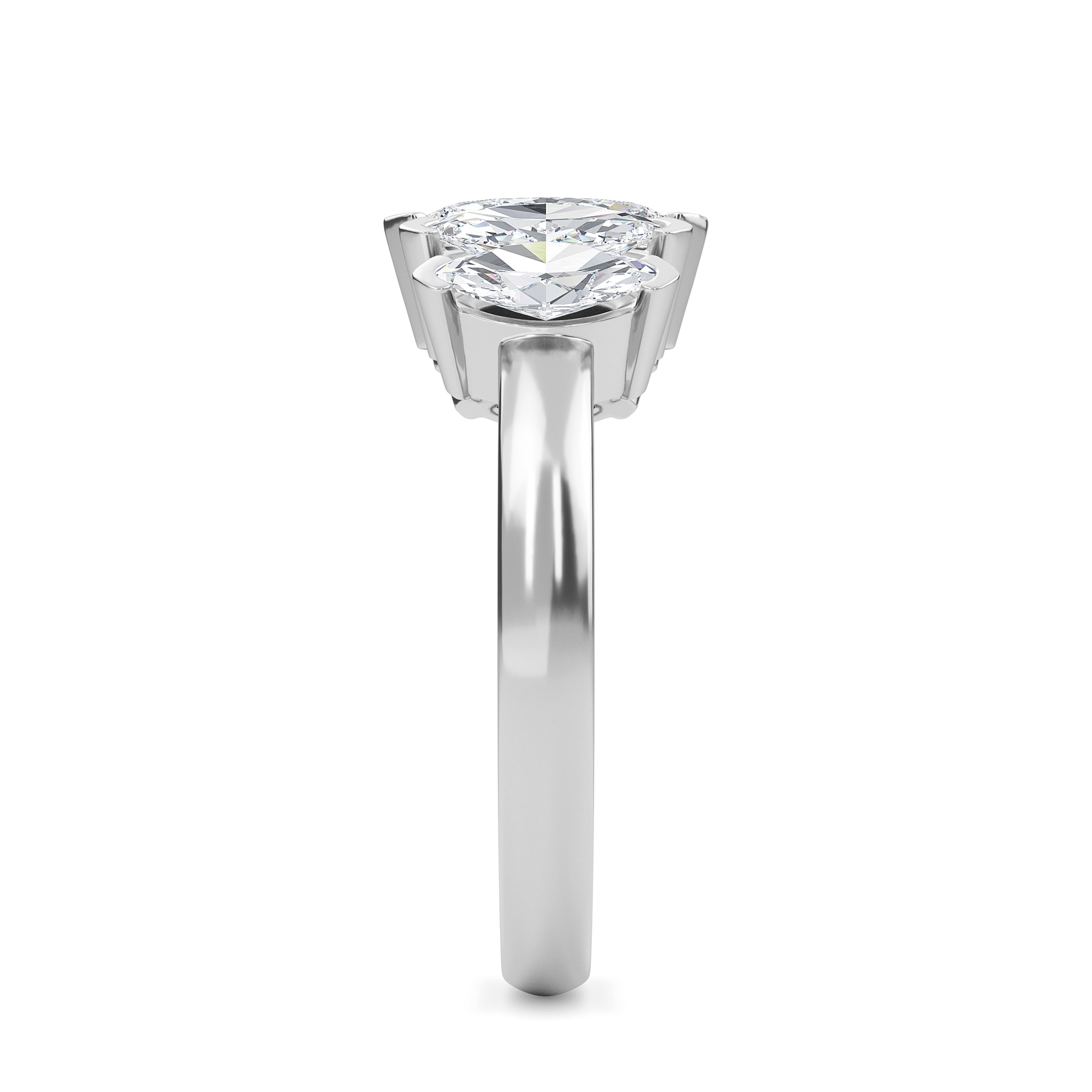 1 5/8 Ct Lab Grown Marquise 5 Diamond Engagement Ring In 14K White Gold