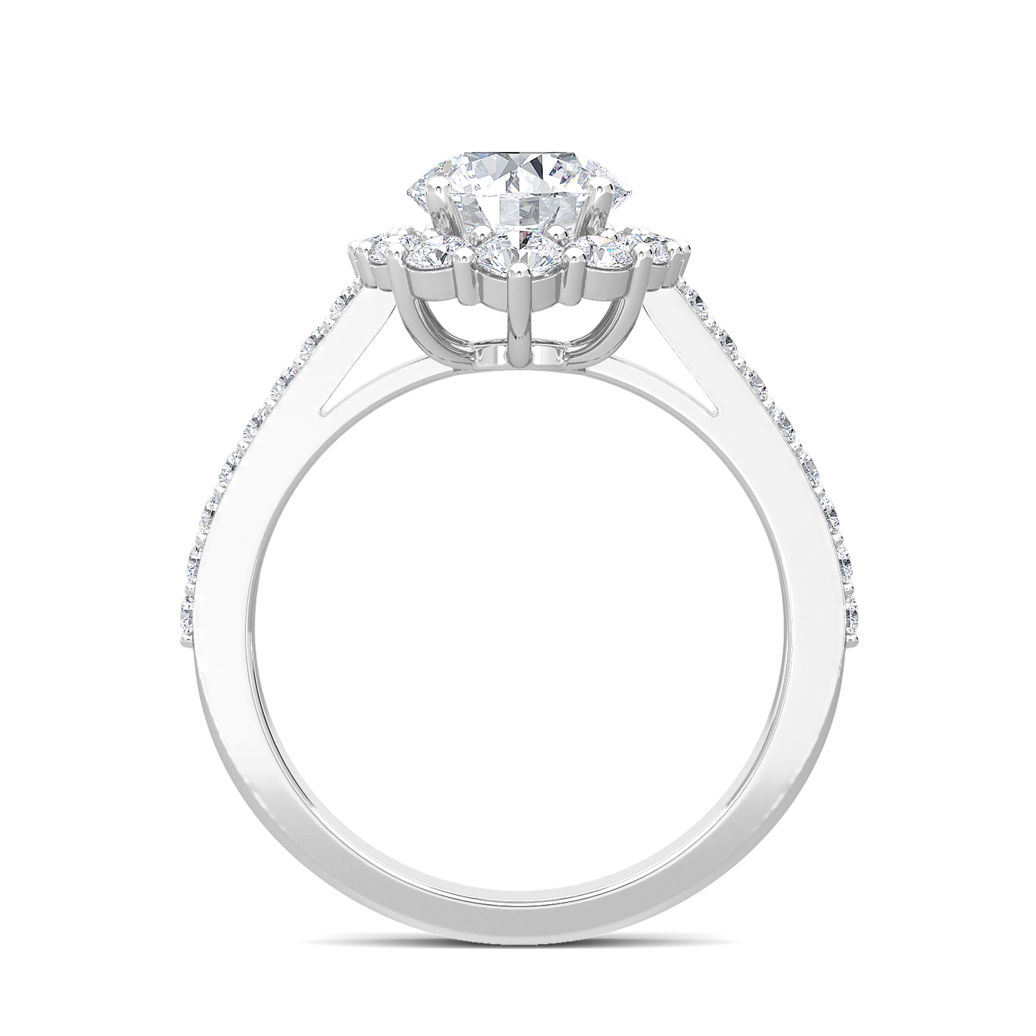 1--2 Ctw Halo Bridal Ring In 14K White Gold, 2 Ctw Halo Bridal Ring In 14K White Gold