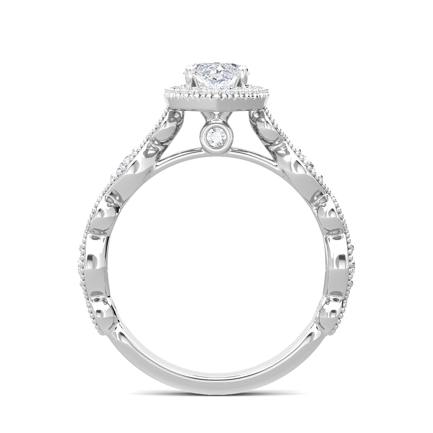 1--1.5 Ctw Lab Grown Marquise Diamond Vintage Bridal Ring In 14K White Gold, 1.5 Ctw Lab Grown Marquise Diamond Vintage Bridal Ring In 14K White Gold