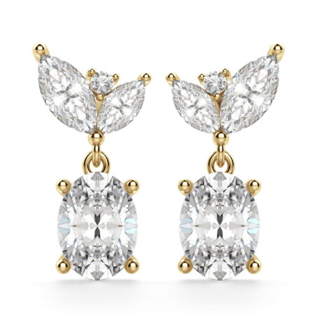 Camellia Oval Cut Drop Earrings