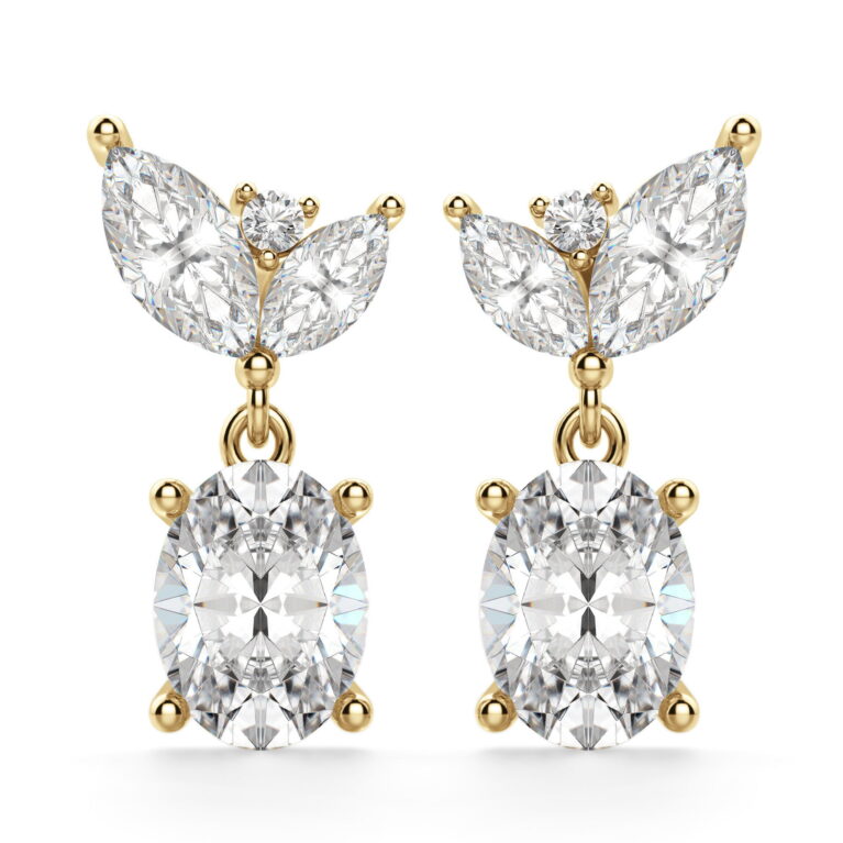 Camellia Oval Cut Drop Earrings