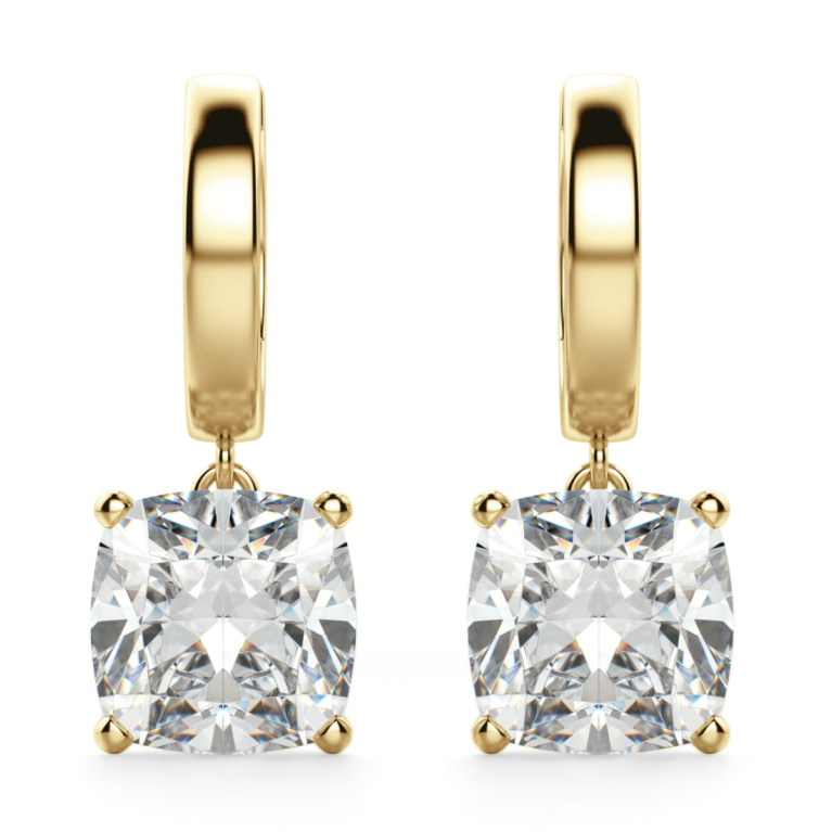 Cushion Cut Solitaire Drop Earrings