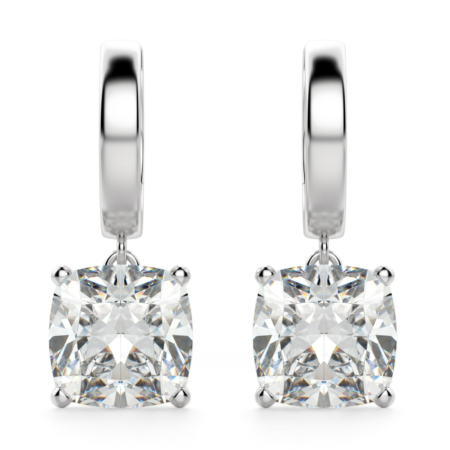 Cushion Cut Solitaire Drop Earrings