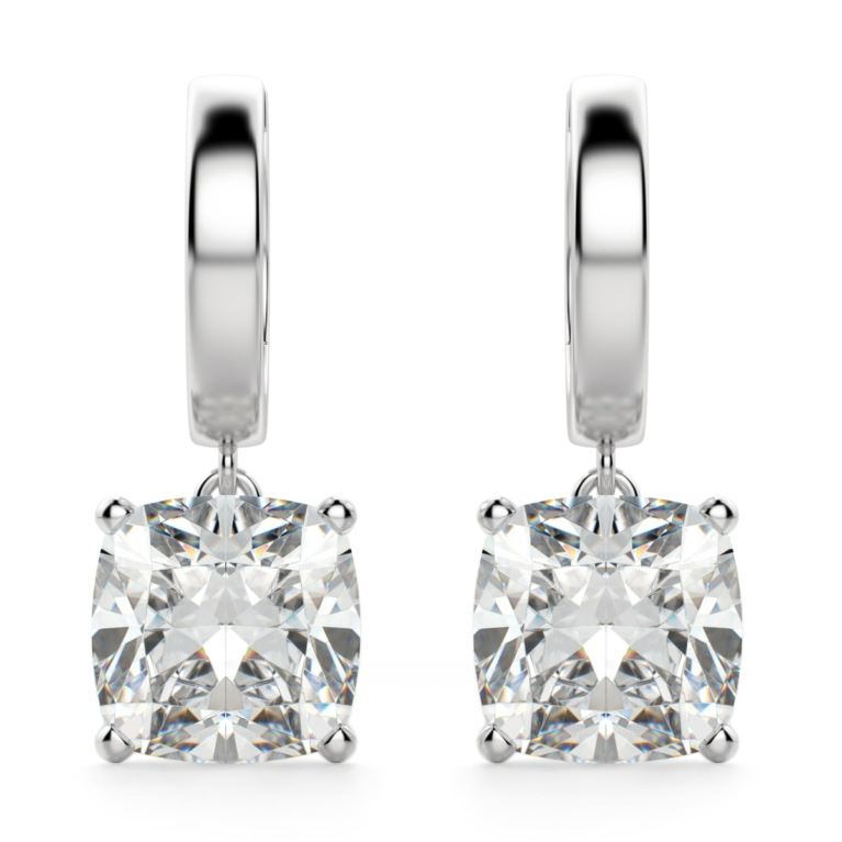 Cushion Cut Solitaire Drop Earrings