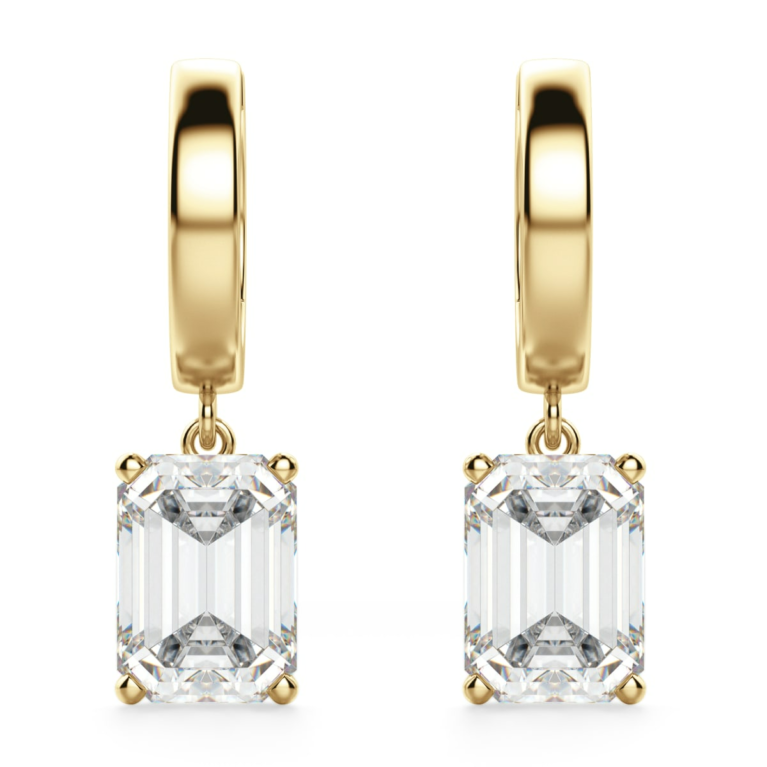 Emerald Cut Solitaire Drop Earrings