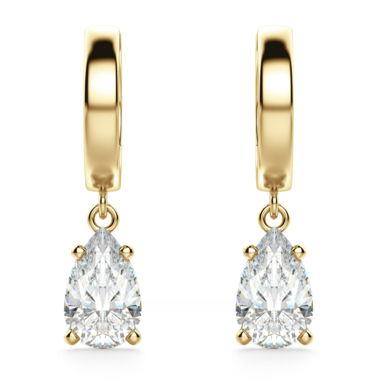 Pear Cut Solitaire Drop Earrings