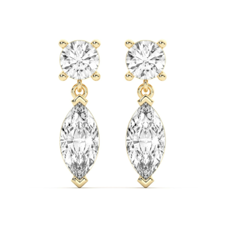 Leto Round Marquise Cut Drop Earrings