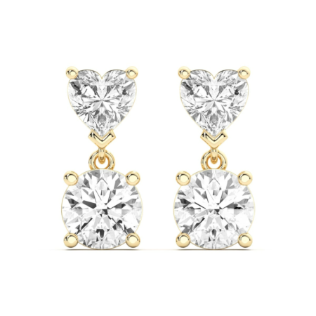 Leto Heart Round Cut Drop Earrings