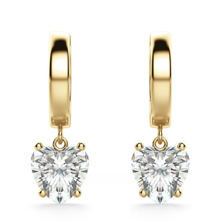 Heart Cut Solitaire Drop Earrings