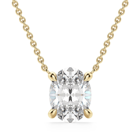 Claw Prong Necklace Oval Cut Cut