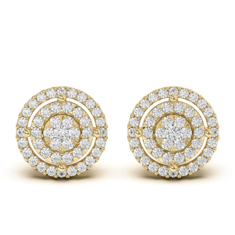 Men's Round Shaped Cluster Stud Earrings