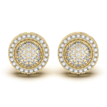 Men's Pave Set Round Stud Earrings