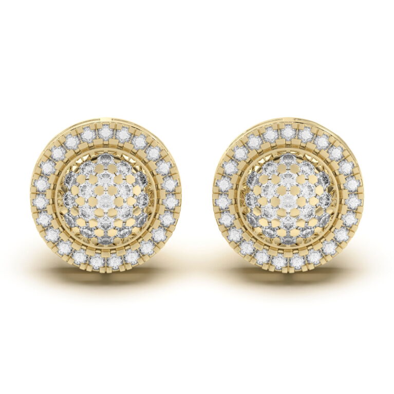 Men's Pave Set Round Stud Earrings
