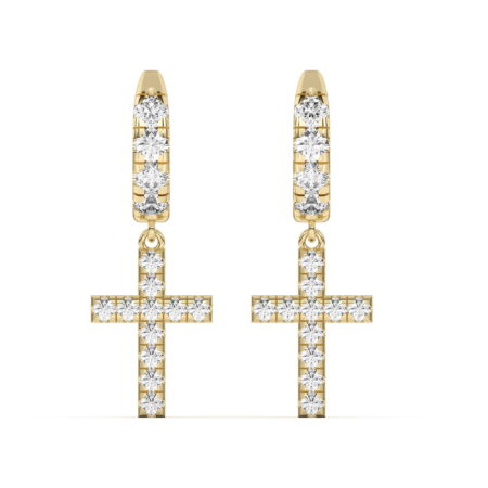 Men's Cross Dangle Hoop Earrings}