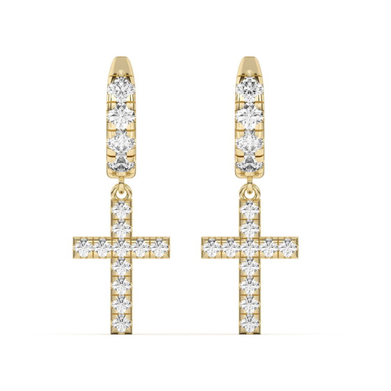 Men's Cross Dangle Hoop Earrings }