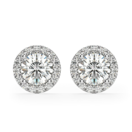 Round Cut Halo Stud Earrings