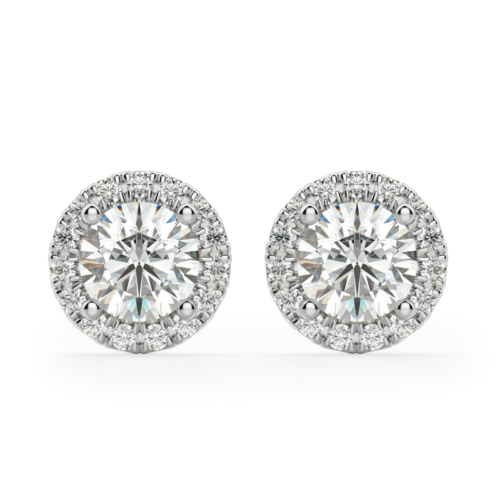 Round Cut Halo Stud Earrings