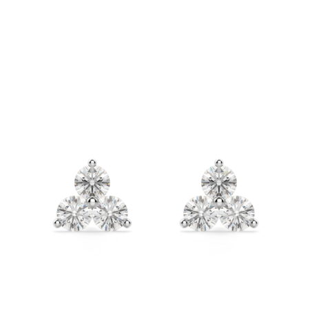 Three Stone Cluster Stud Earrings